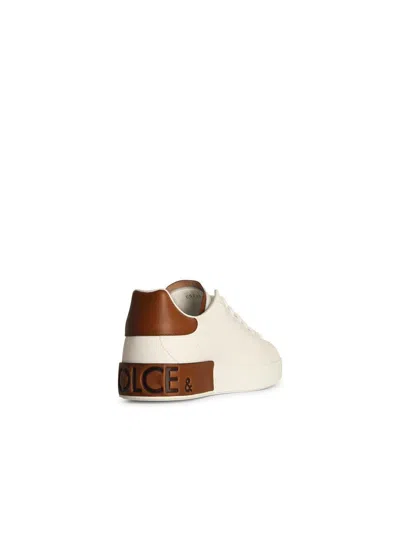 Dolce & Gabbana White Leather Portofino Sneakers