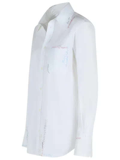 Marni Cotton Shirt With Chest Pocket And Structured Collar In White