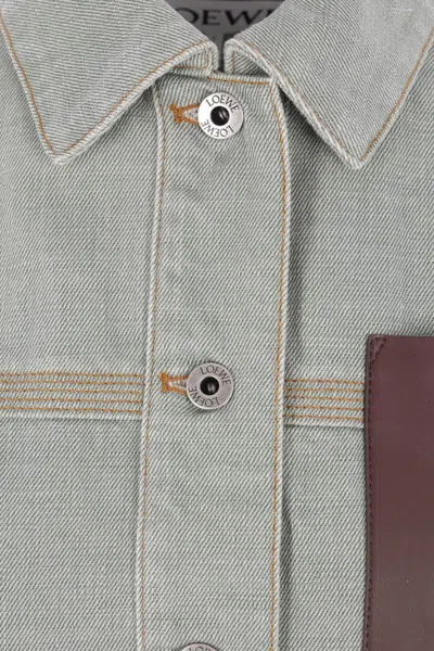 Loewe Patch-pocket Denim Jacket In Gray