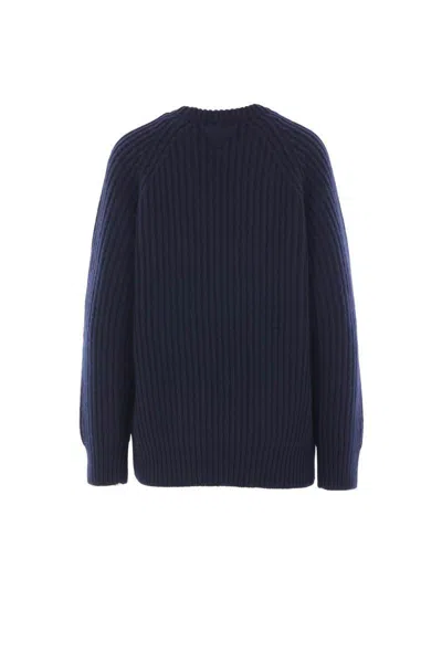 Prada Dark Blue Wool Blend Sweater In Blue