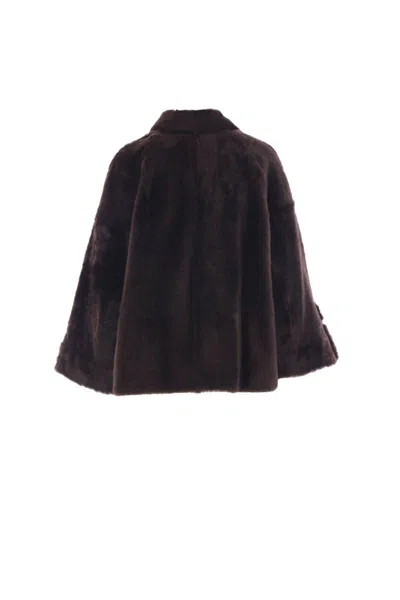 Brunello Cucinelli Double-breasted Reversible Fur Jacket With Front Pockets In Brown