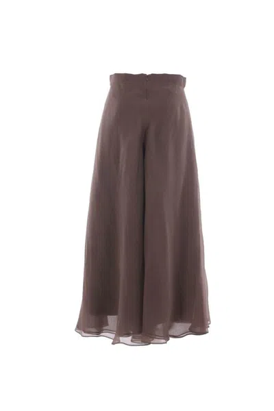 Brunello Cucinelli Pleated Midi Skirt In Brown