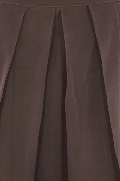 Brunello Cucinelli Pleated Midi Skirt In Brown