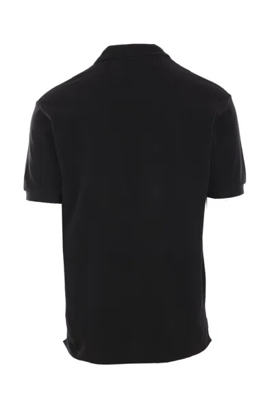 Comme Des Garçons Play Heart Embroidered Polo Collar Short Sleeves In Black