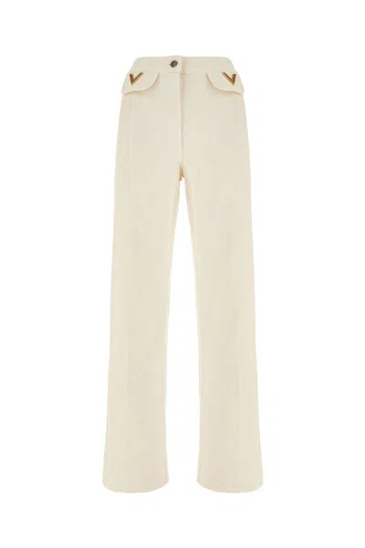 Valentino Vgold Low-rise Wide-leg Jeans In White