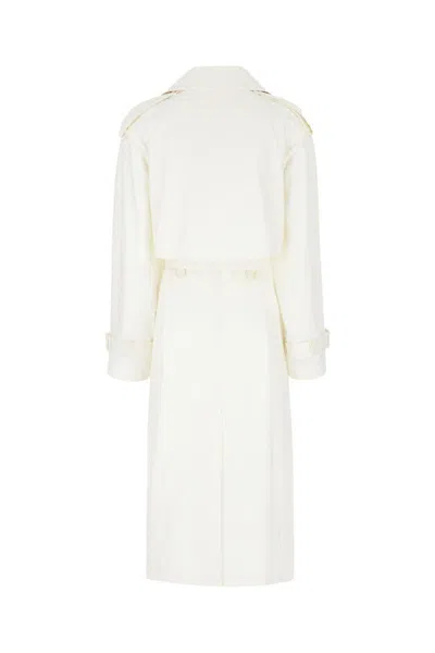 Burberry Ivory Silk Trench Coat In White