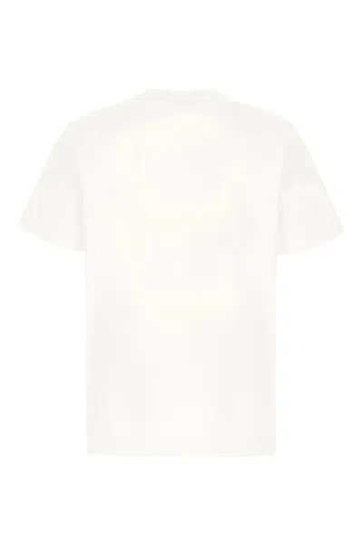 Burberry Beige Crewneck T-shirt With Maxi Logo On The Front In Cotton Man