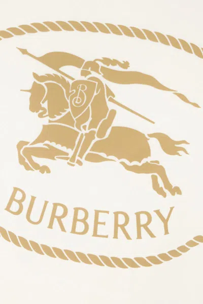 Burberry Beige Crewneck T-shirt With Maxi Logo On The Front In Cotton Man
