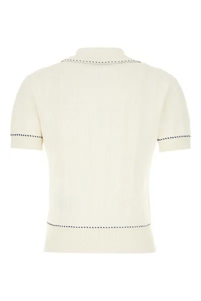 Alexander Mcqueen White Polo Shirt With Classic Collar And Logo Lettering Embroidery On The Front In Viscose Woman In Neutral