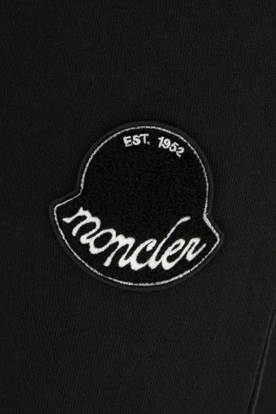 Moncler Cotton Joggers With Elasticated Cuffs And Drawstring Waistband In Black