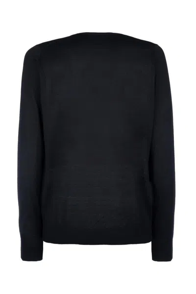 Paolo Pecora Black Sweatshirt With Classic Crew Neckline In Black