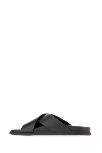 Dolce & Gabbana Black Leather Slippers