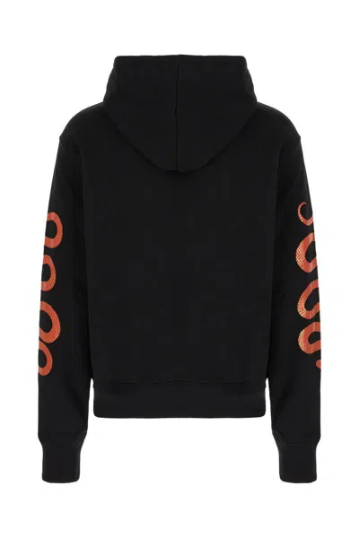 Amiri Black Hoodie With Maxi Logo Lettering On The Front And Snake Print On The Sleeves In Cotton Man
