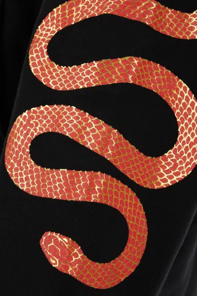 Amiri Black Hoodie With Maxi Logo Lettering On The Front And Snake Print On The Sleeves In Cotton Man