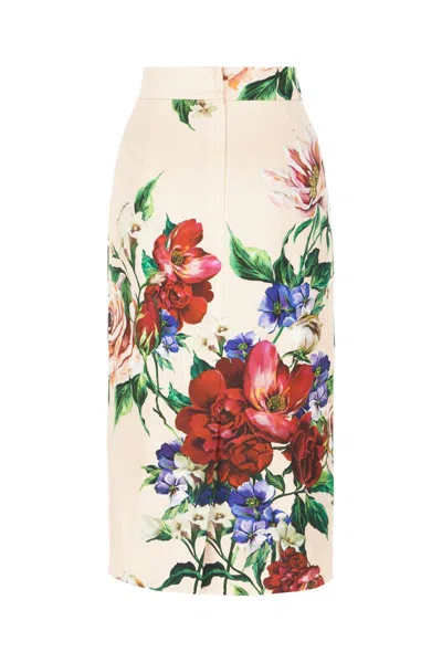 Dolce & Gabbana Printed Stretch Satin Skirt