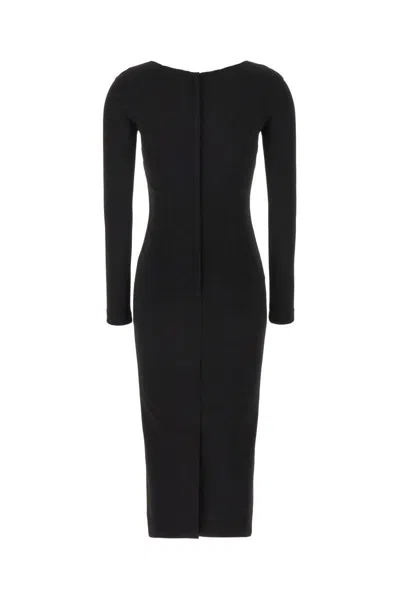 Dolce & Gabbana Long-sleeve Square-neck Midi Dress In Black