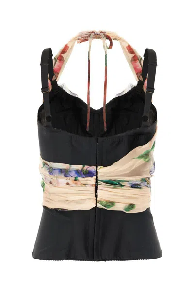 Dolce & Gabbana Rose Red Top With Halterneck Tie Fastening In Multi