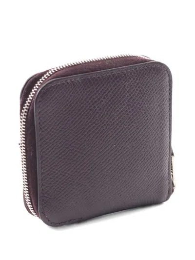 Pre-owned Hermes 2019 Azap Compact Mini Leather Wallet In Purple