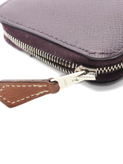 Pre-owned Hermes 2019 Azap Compact Mini Leather Wallet In Purple