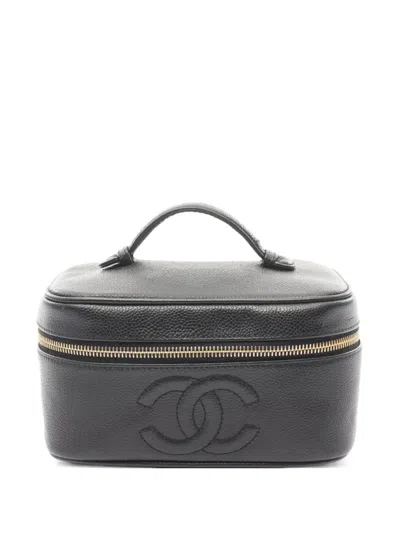 Pre-owned Chanel 1996-1997 Leather Tote Bag In Black