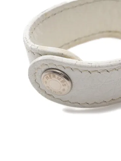 Pre-owned Hermes 2004 Nomad Chain-detail Leather Glove Holder In White