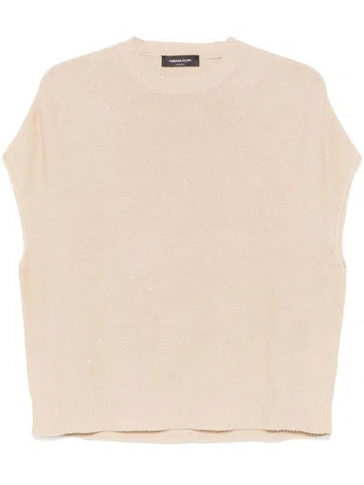 Fabiana Filippi Linen Blend Crewneck Sweater In Neutral