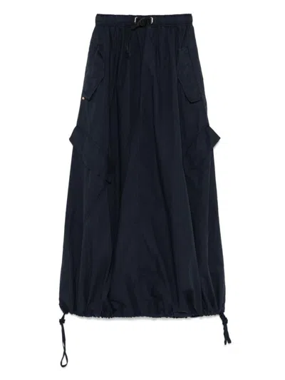 White Sand Navy Blue Cotton Maxi Skirt In Black