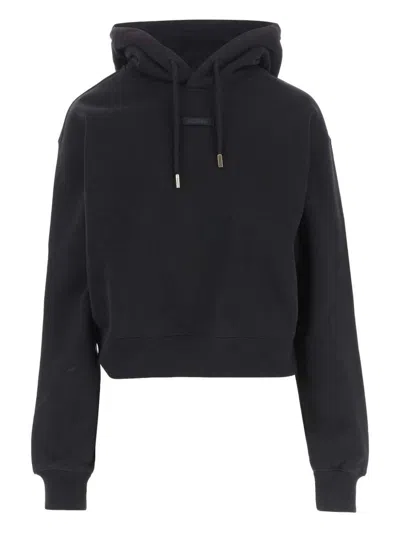 Jacquemus Le Grosgrain Logo Cotton Fleece Crop Hoodie