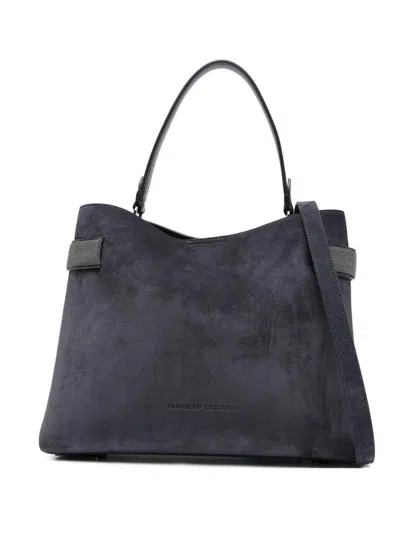 Brunello Cucinelli Suede Leather Handbag In Gray