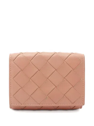 Pre-owned Bottega Veneta 2000s Intrecciato Leather Wallet In Orange