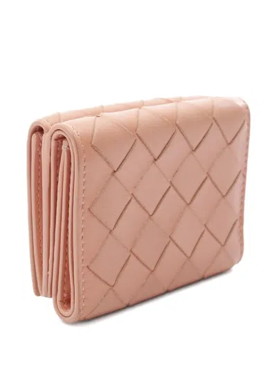 Pre-owned Bottega Veneta 2000s Intrecciato Leather Wallet In Orange