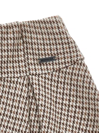 Monnalisa Houndstooth Pleated Mini Skirt In Gray
