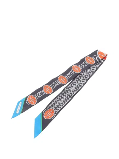 Pre-owned Hermes 2020s Chain Link Medallion Scarf In Black