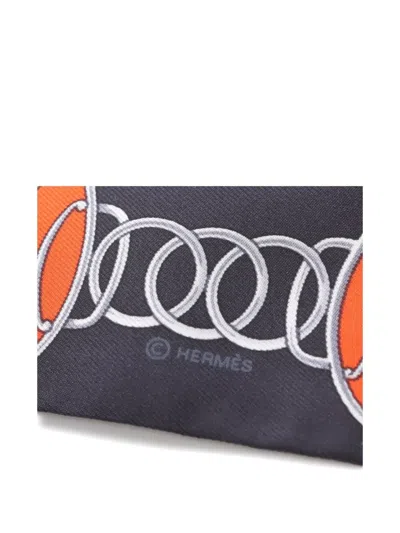 Pre-owned Hermes 2020s Chain Link Medallion Scarf In Black