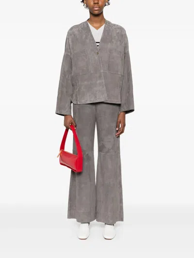 Forte Forte Suede Trousers In Gray