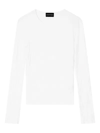 Emporio Armani Check-effect Knit Front And Back Viscose Jumper In White