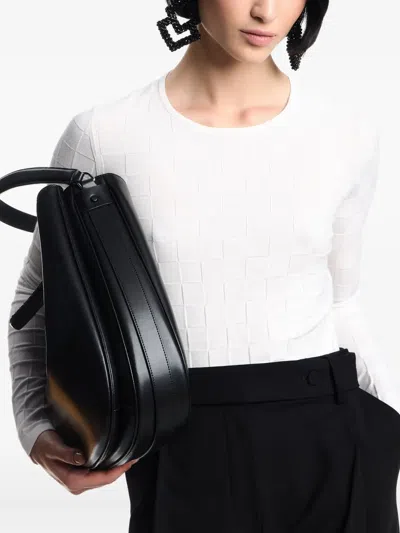 Emporio Armani Check-effect Knit Front And Back Viscose Jumper In White