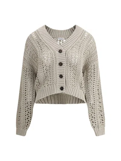 Brunello Cucinelli Women Cardigan In Perforated Knit