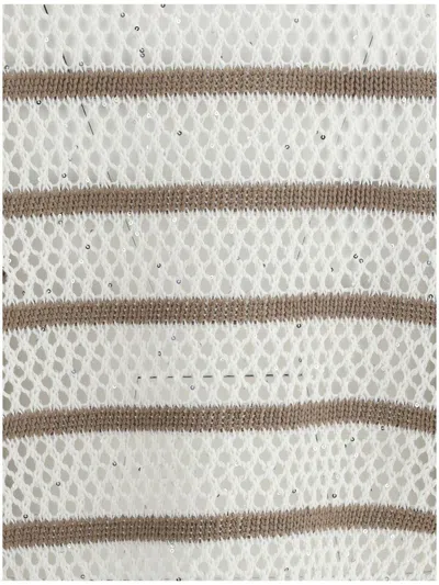 Brunello Cucinelli Women Sweater In Perforated Knit In Gray