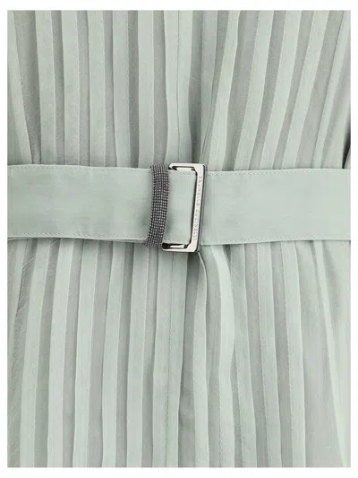 Brunello Cucinelli V-neck Flowing Silk Long Dress