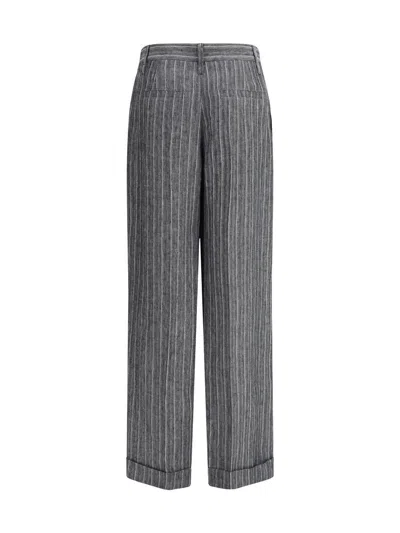 Brunello Cucinelli Striped Tailored Trousers In Gray