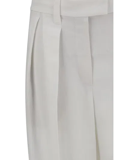 Brunello Cucinelli Women Linen Pants In Gray