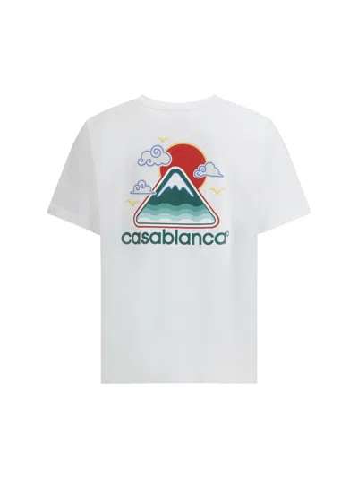 Casablanca White T-shirt With Crewneck And Logo On The Front And Maxi Logo On The Back In Cotton Man In White