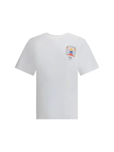 Casablanca T-shirt Girocollo Con Logo Sul Fronte In Cotone Bianca Uomo In Yellow