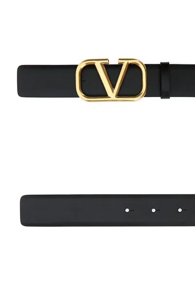 Valentino Black Logo Buckle Belt In Black