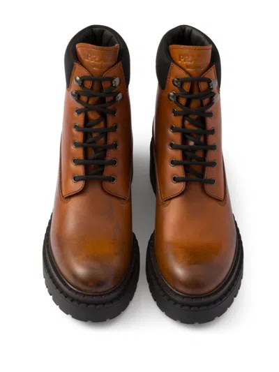 Prada Leather And Re-nylon Ankle Boots