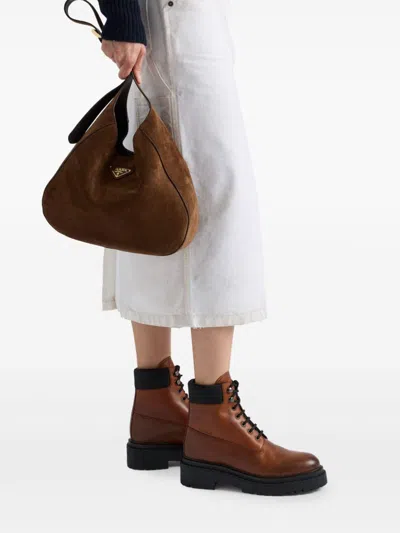Prada Leather And Re-nylon Ankle Boots