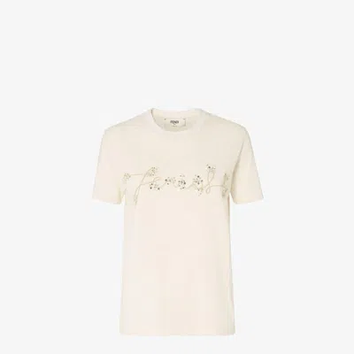 Fendi Linen And Cotton T-shirt In Neutral