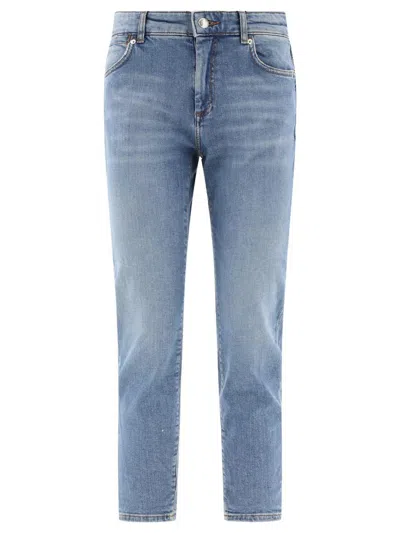 Sportmax Cropped Washed Denim Jeans In Blue