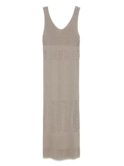 Max Mara Knitted Maxi Dress In Gray
